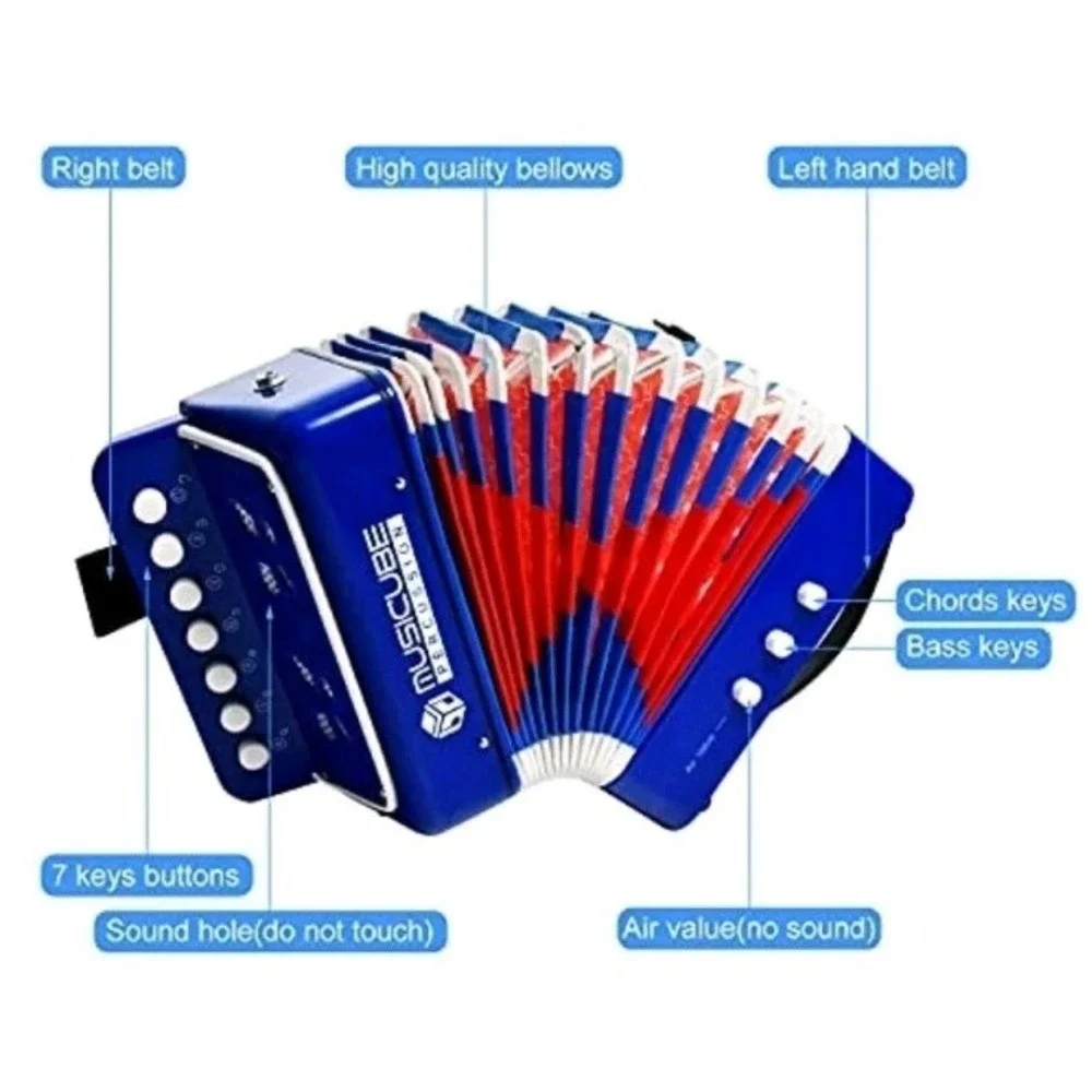 Accordion Instrument Toys 10 Keys Button‎ Small Accordion Music Kids NEW #Toy26